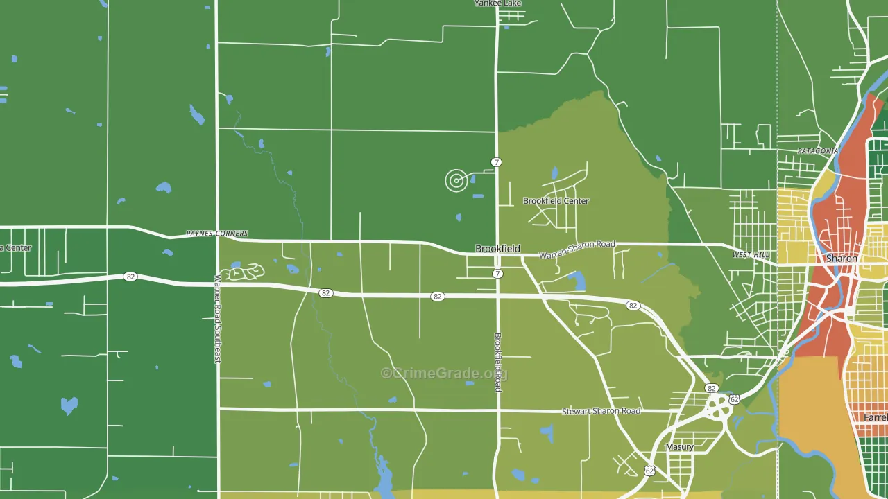 Brookfield, OH Map of Drug-Related Crime Rates