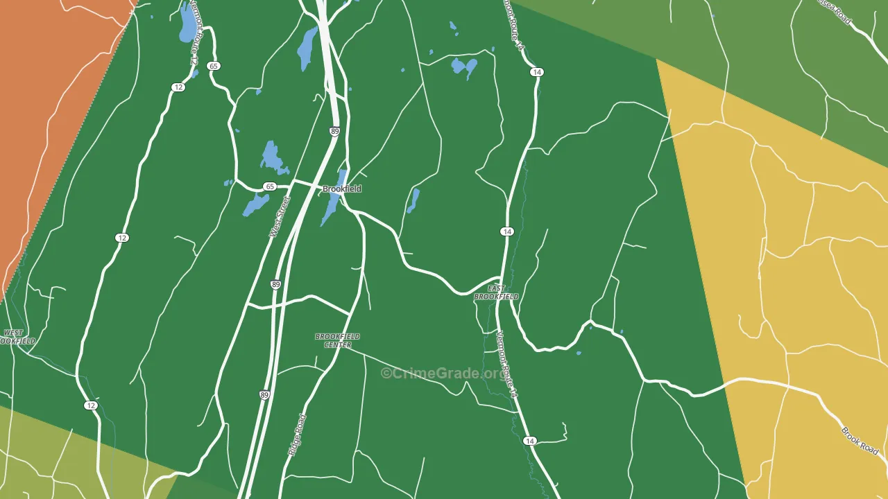 Brookfield, VT Map of Drug-Related Crime Rates