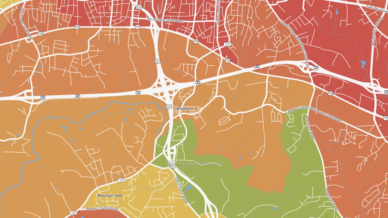 Brookford, NC Map of Drug-Related Crime Rates