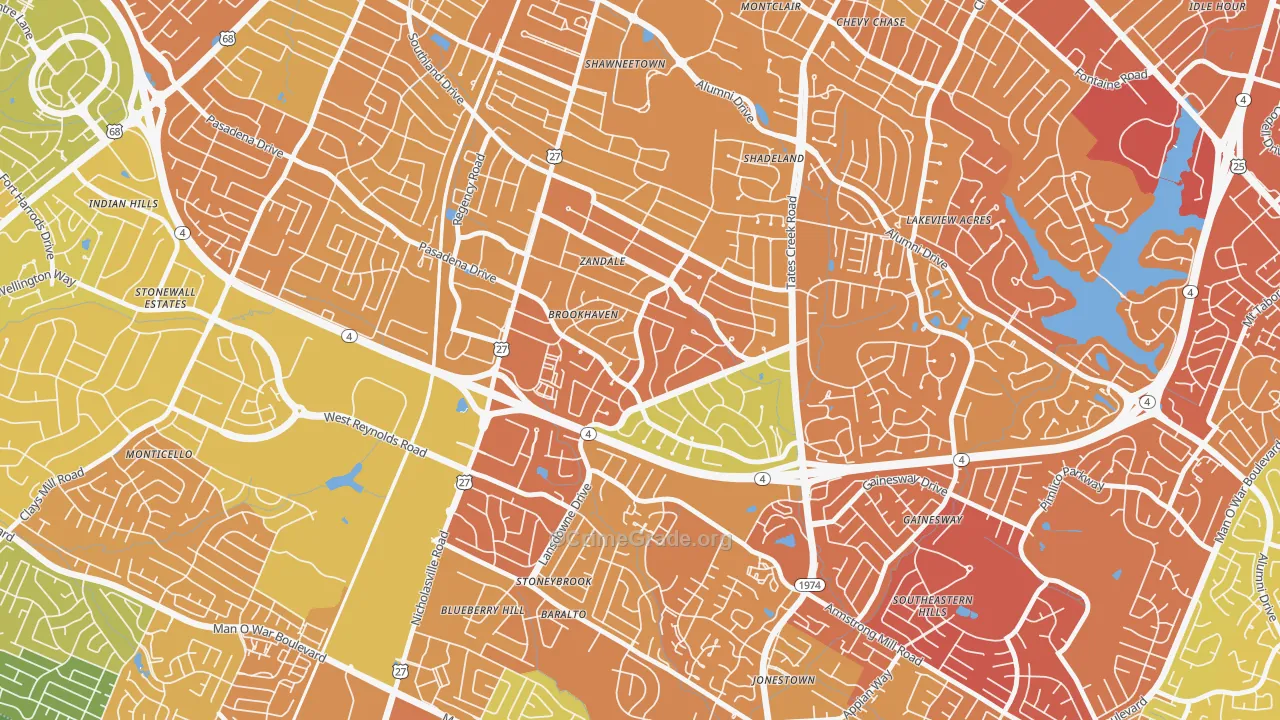 Brookhaven-Lansdowne, Lexington, KY Map of Drug-Related Crime Rates