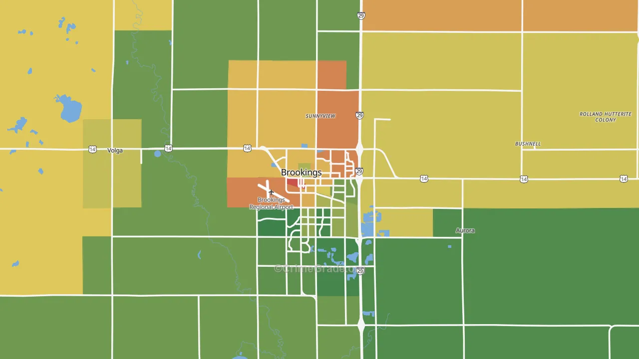 Brookings County, SD Map of Drug-Related Crime Rates