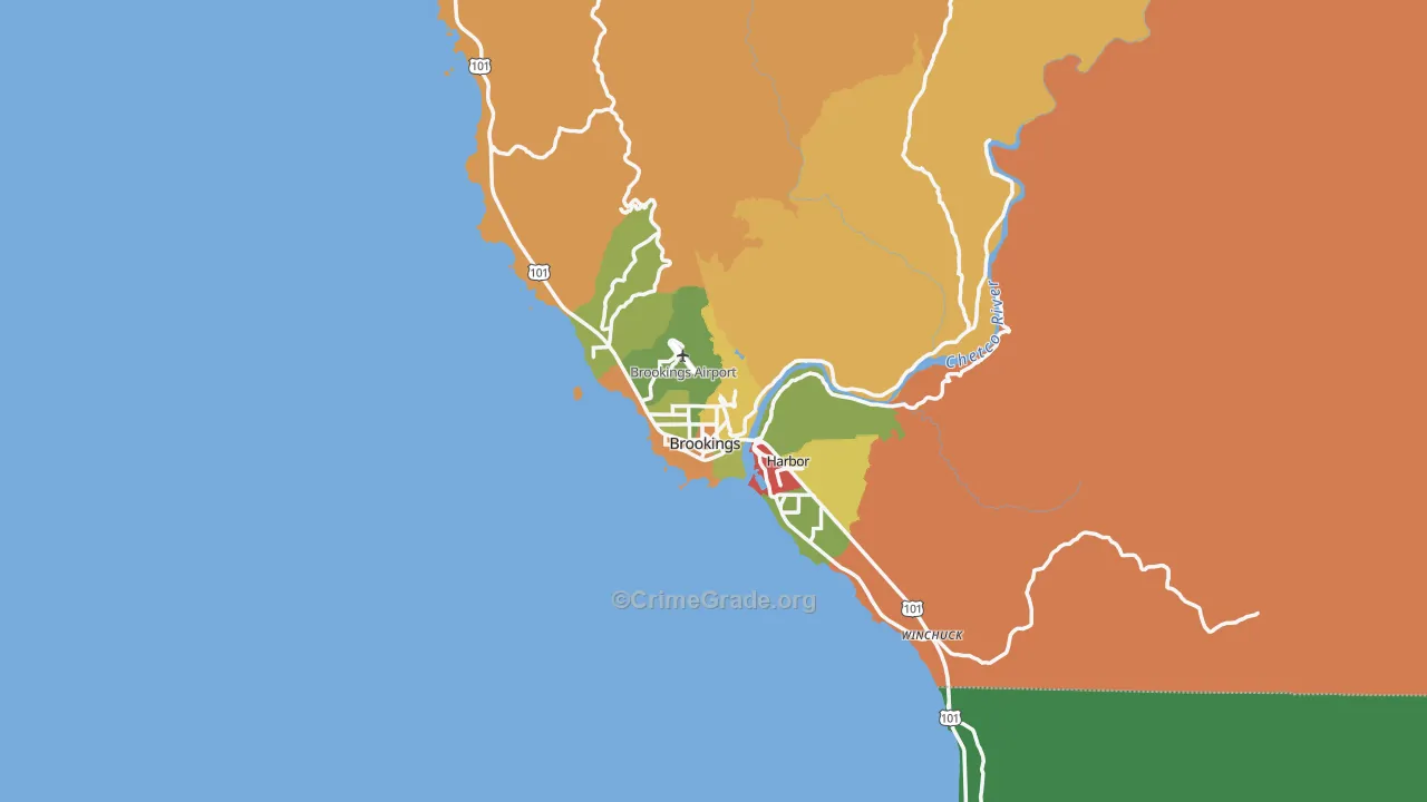 Brookings, OR Map of Drug-Related Crime Rates