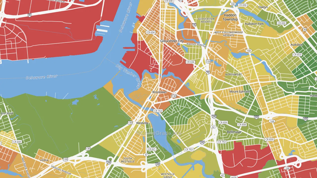 Brooklawn, NJ Map of Drug-Related Crime Rates