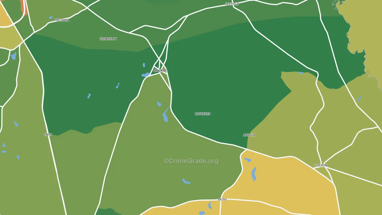 Brooklet, GA Map of Drug-Related Crime Rates