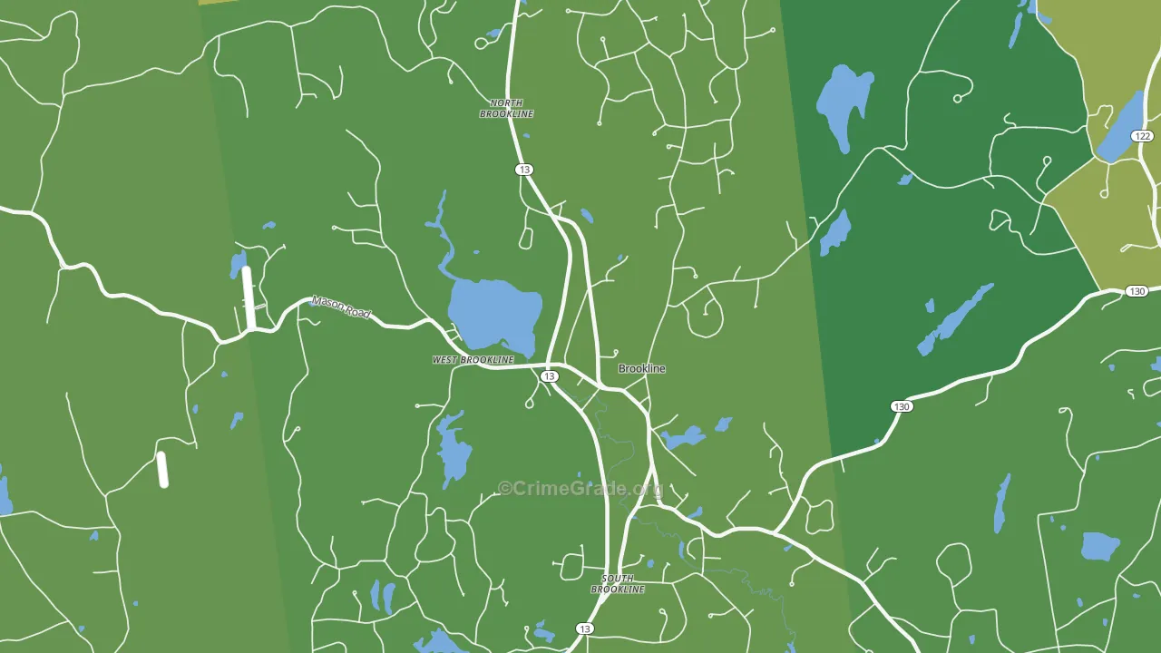 Brookline, NH Map of Drug-Related Crime Rates