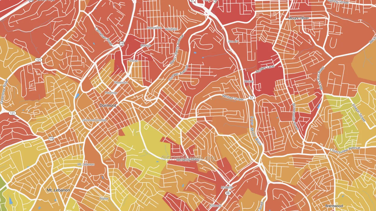 Brookline, Pittsburgh, PA Map of Drug-Related Crime Rates