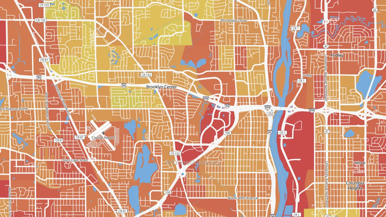 Brooklyn Center, MN Map of Drug-Related Crime Rates
