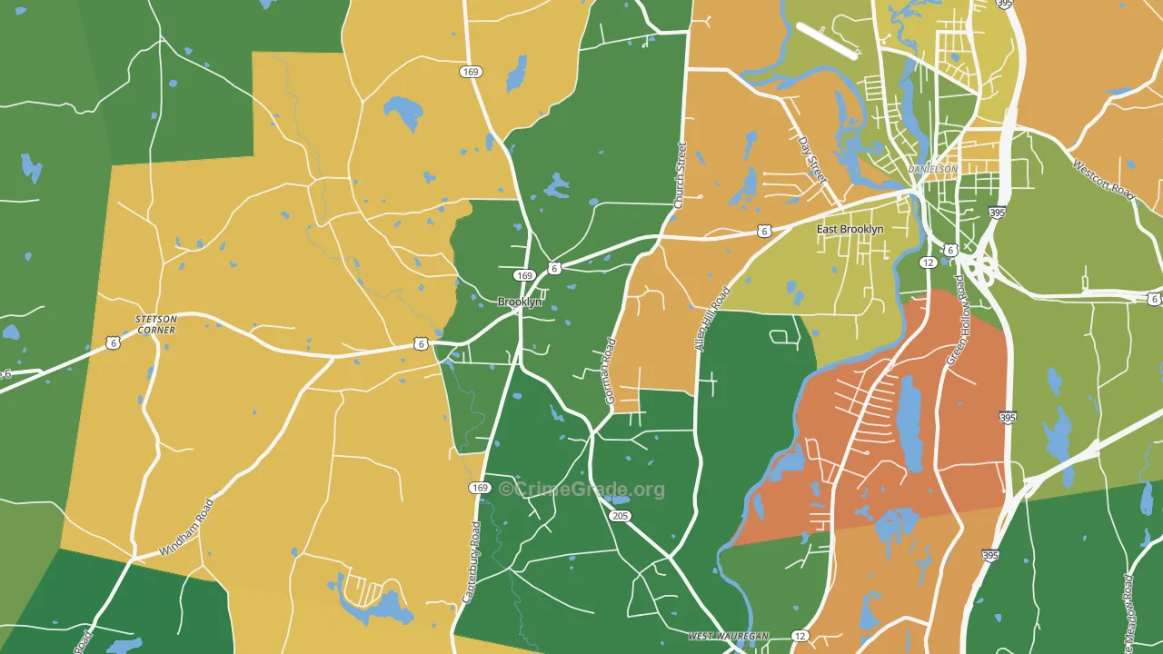 Brooklyn, CT Map of Drug-Related Crime Rates