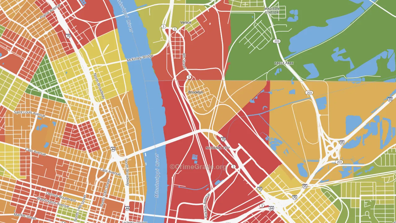Brooklyn, IL Map of Drug-Related Crime Rates