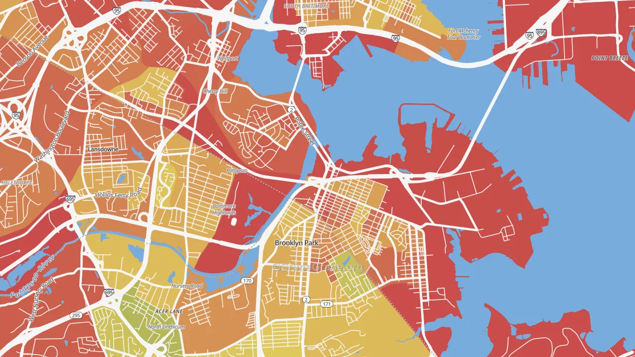 Brooklyn, MD Map of Drug-Related Crime Rates