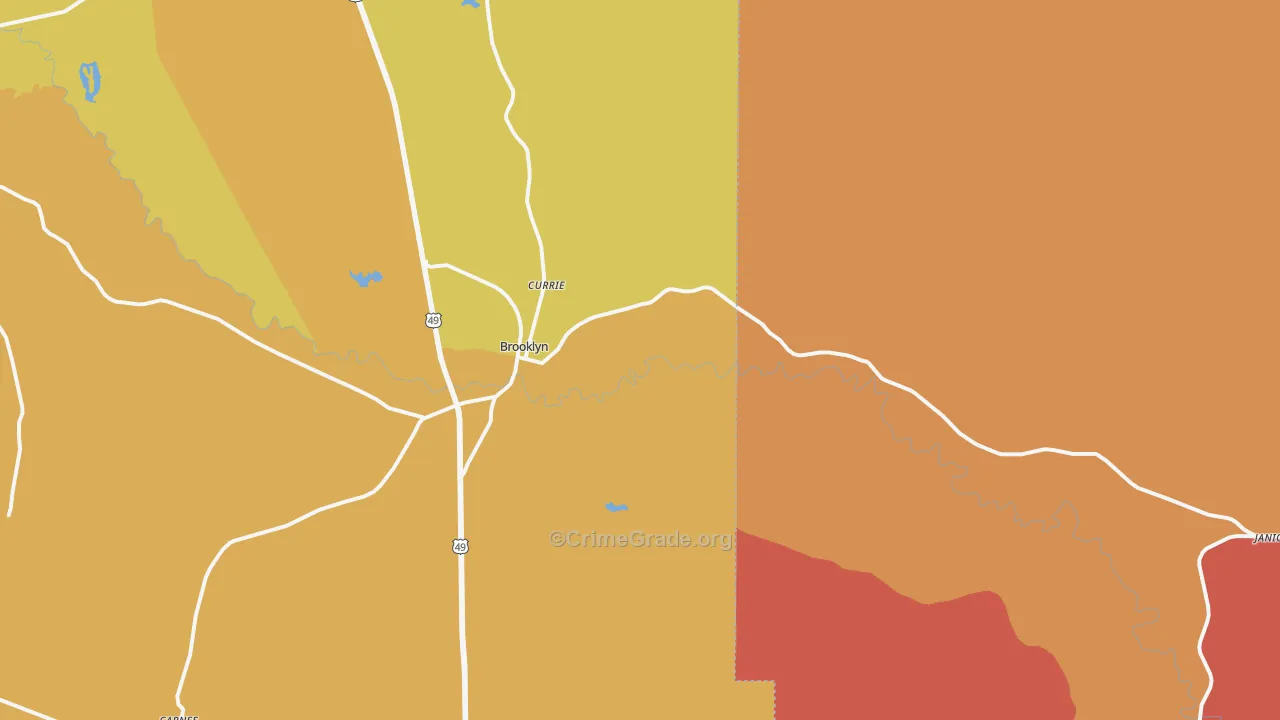 Brooklyn, MS Map of Drug-Related Crime Rates