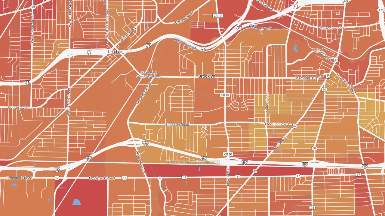 Brooklyn, OH Map of Drug-Related Crime Rates
