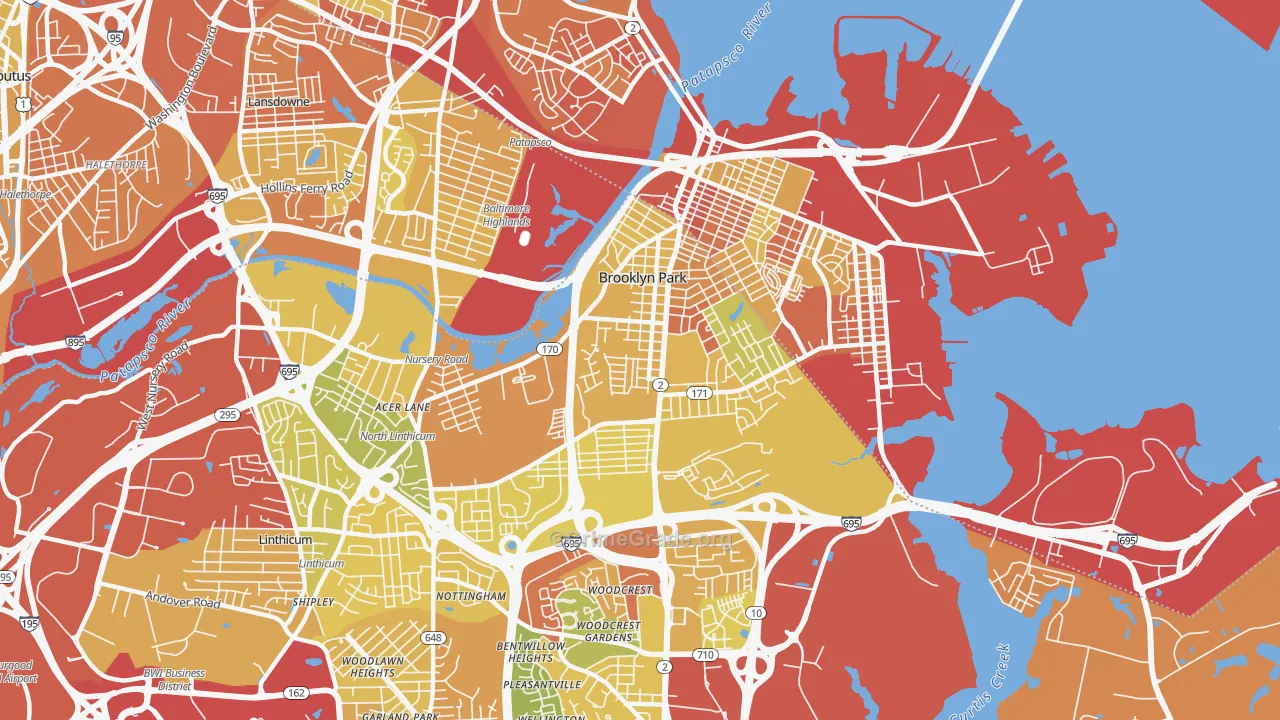 Brooklyn Park, MD Map of Drug-Related Crime Rates