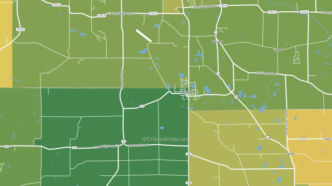 Brooklyn, WI Map of Drug-Related Crime Rates