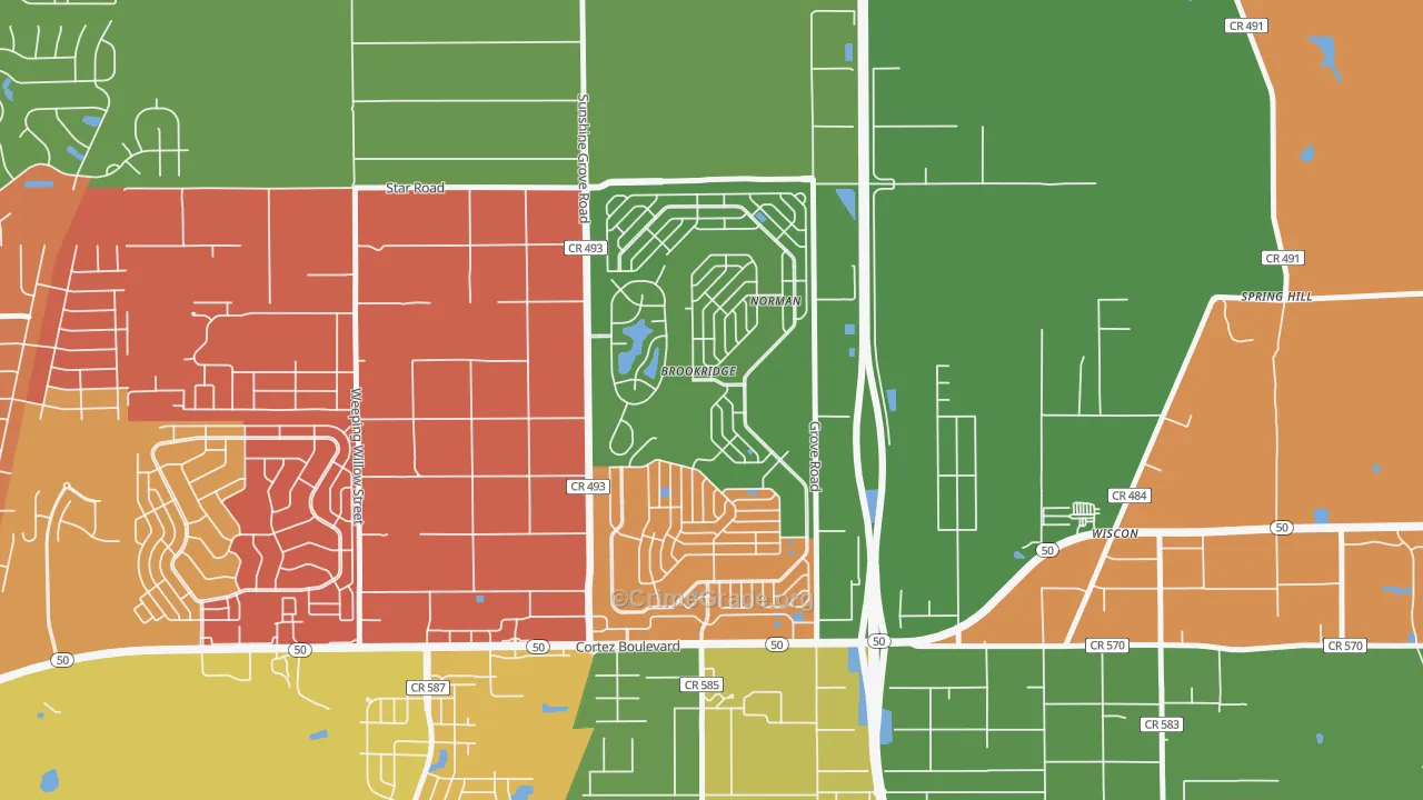 Brookridge, FL Map of Drug-Related Crime Rates