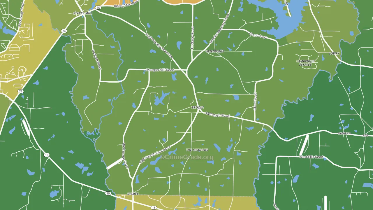 Brooks, GA Map of Drug-Related Crime Rates