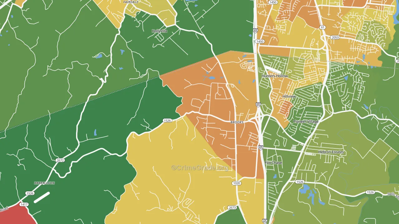Brooks, KY Map of Drug-Related Crime Rates