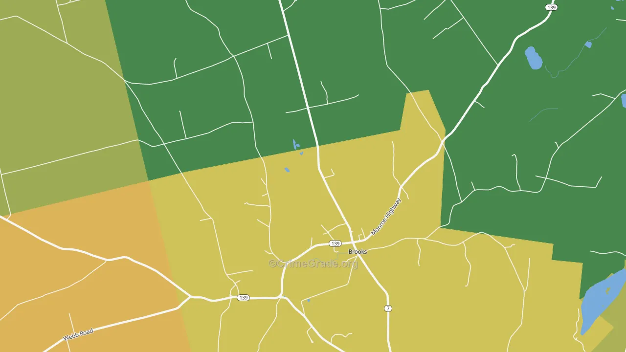 Brooks, ME Map of Drug-Related Crime Rates