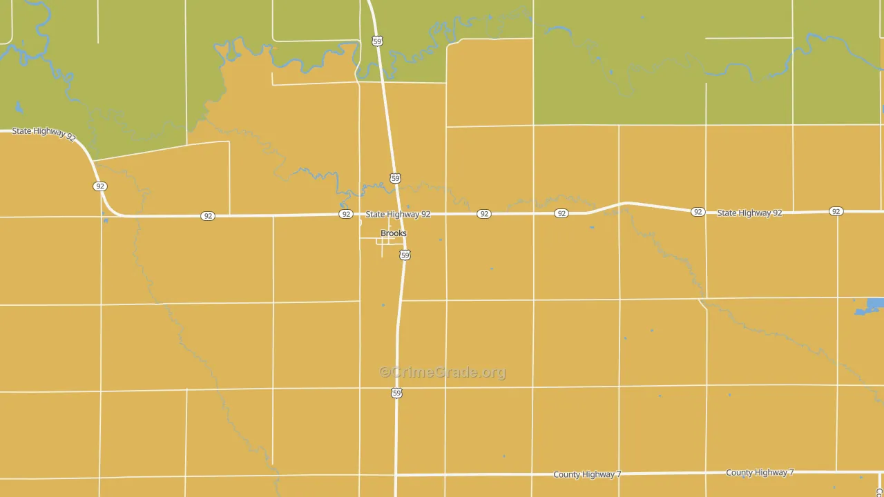 Brooks, MN Map of Drug-Related Crime Rates