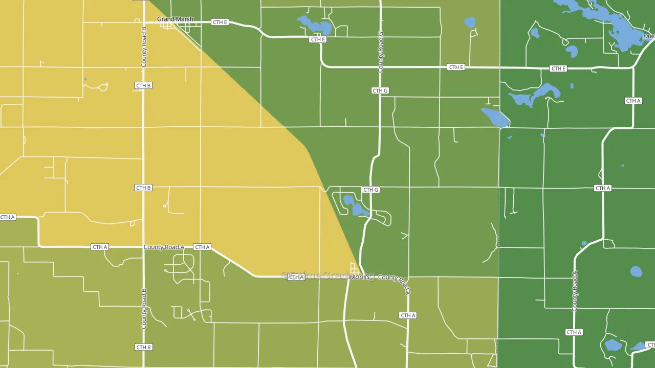 Brooks, WI Map of Drug-Related Crime Rates