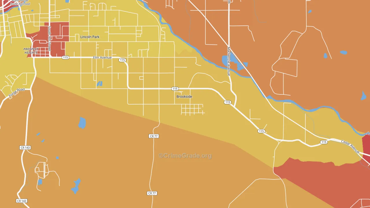 Brookside, CO Map of Drug-Related Crime Rates