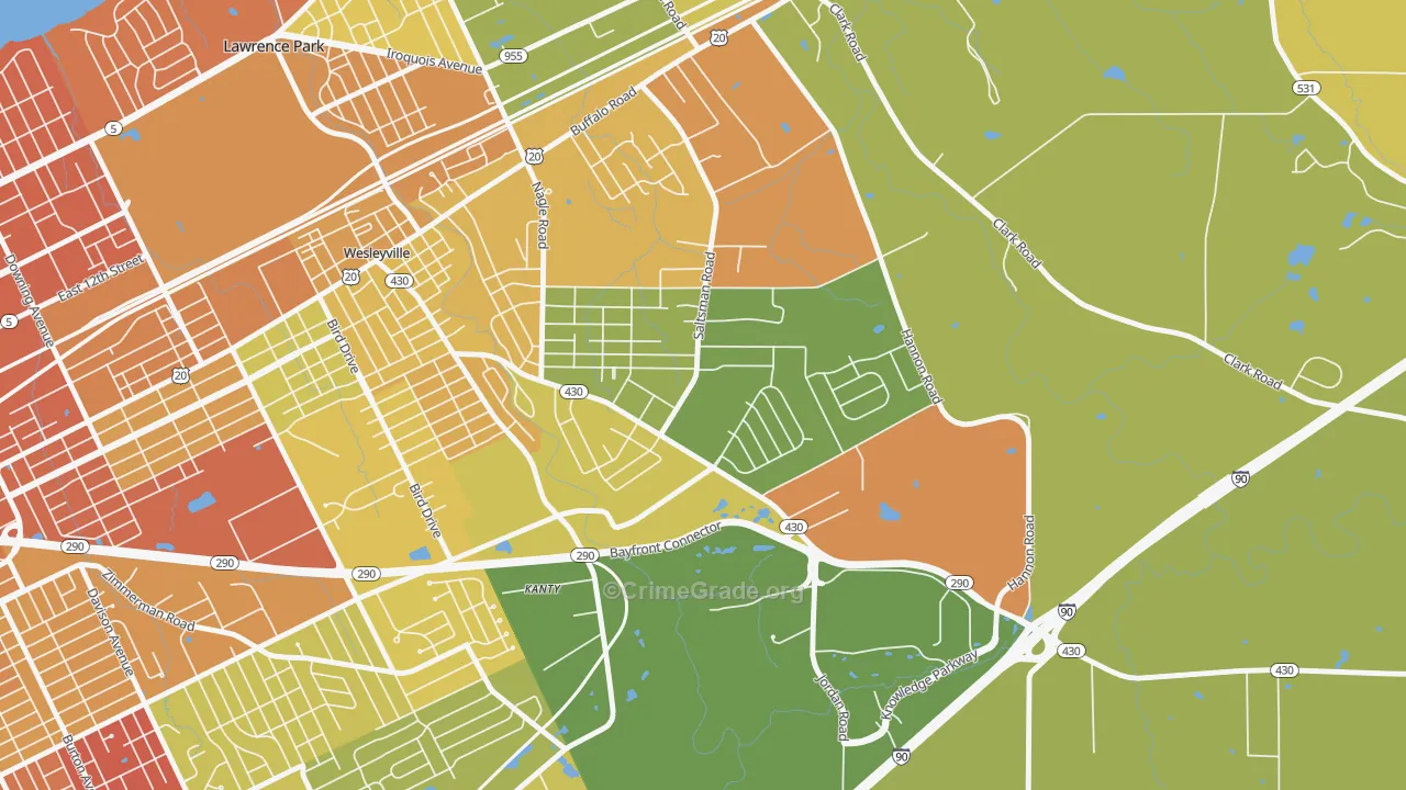 Brookside, Erie, PA Map of Drug-Related Crime Rates