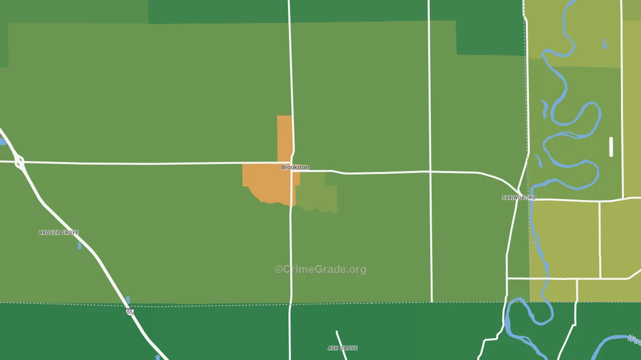 Brookston, IN Map of Drug-Related Crime Rates