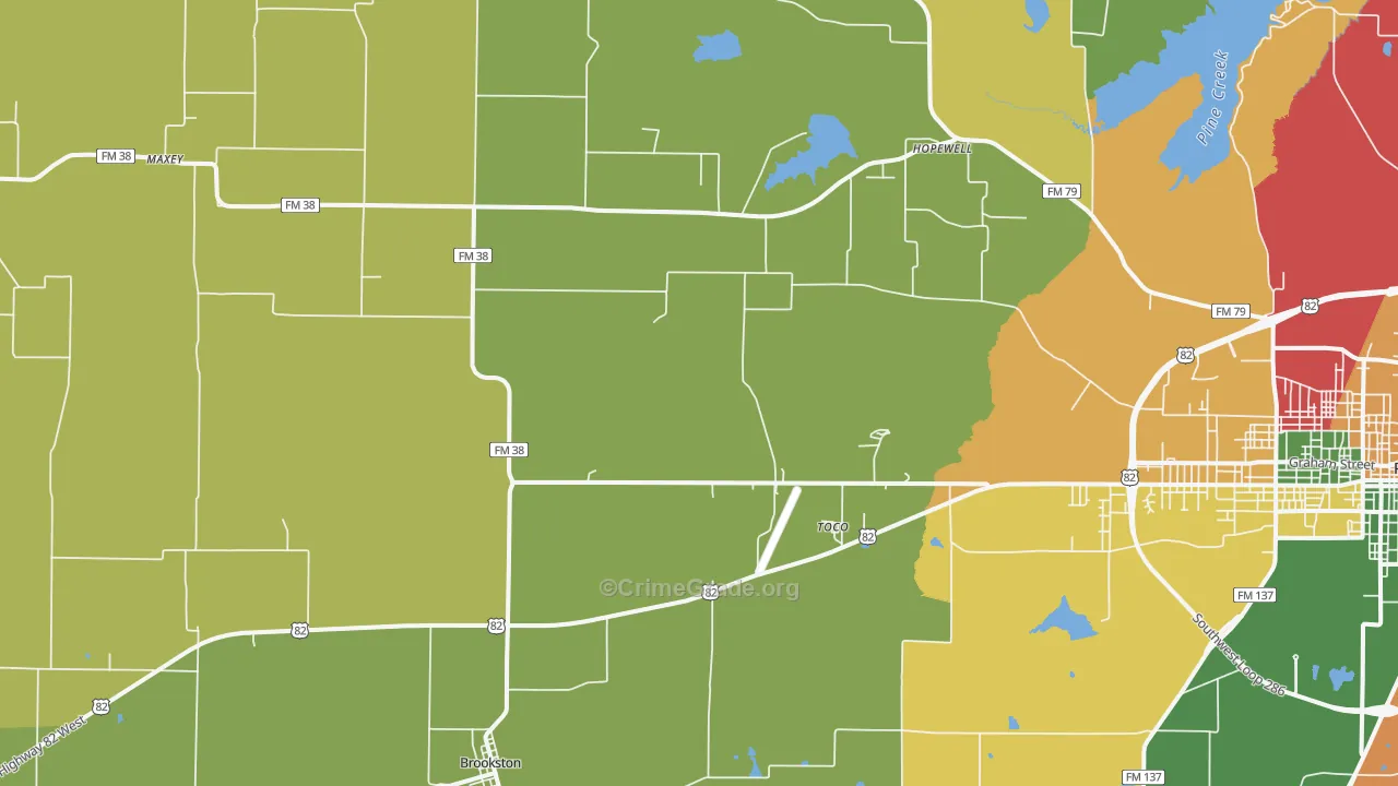 Brookston, TX Map of Drug-Related Crime Rates