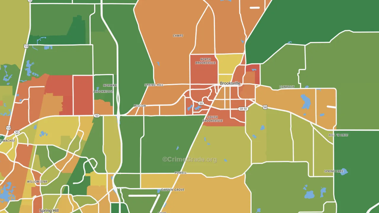 Brooksville, FL Map of Drug-Related Crime Rates