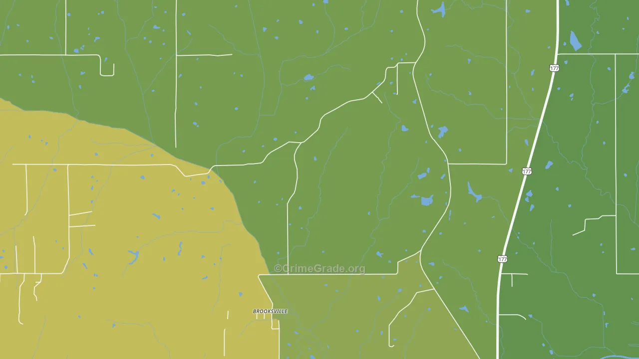 Brooksville, OK Map of Drug-Related Crime Rates