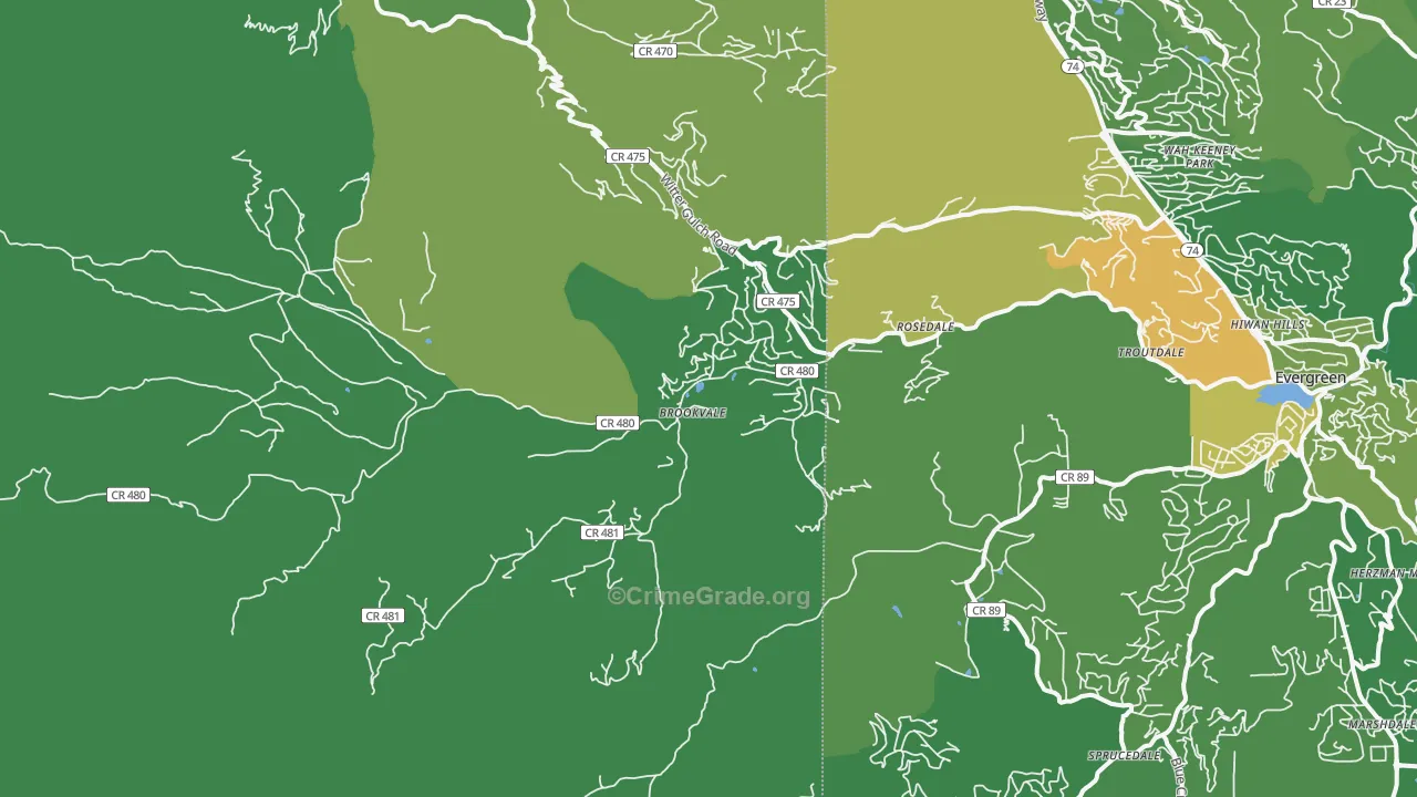 Brookvale, CO Map of Drug-Related Crime Rates