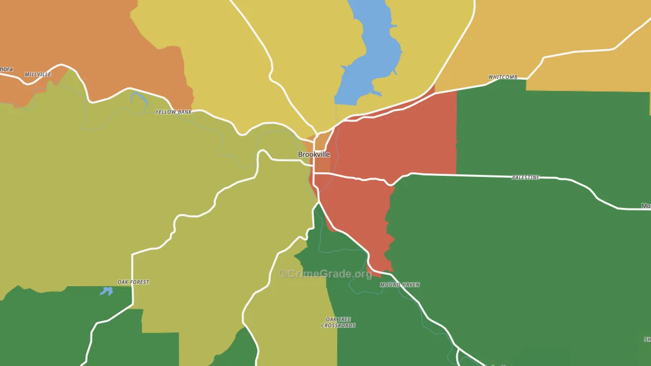 Brookville, IN Map of Drug-Related Crime Rates