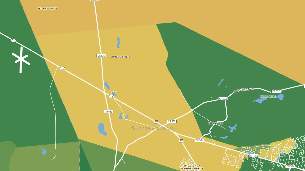 Brookville, NJ Map of Drug-Related Crime Rates
