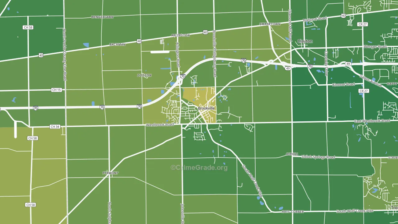 Brookville, OH Map of Drug-Related Crime Rates