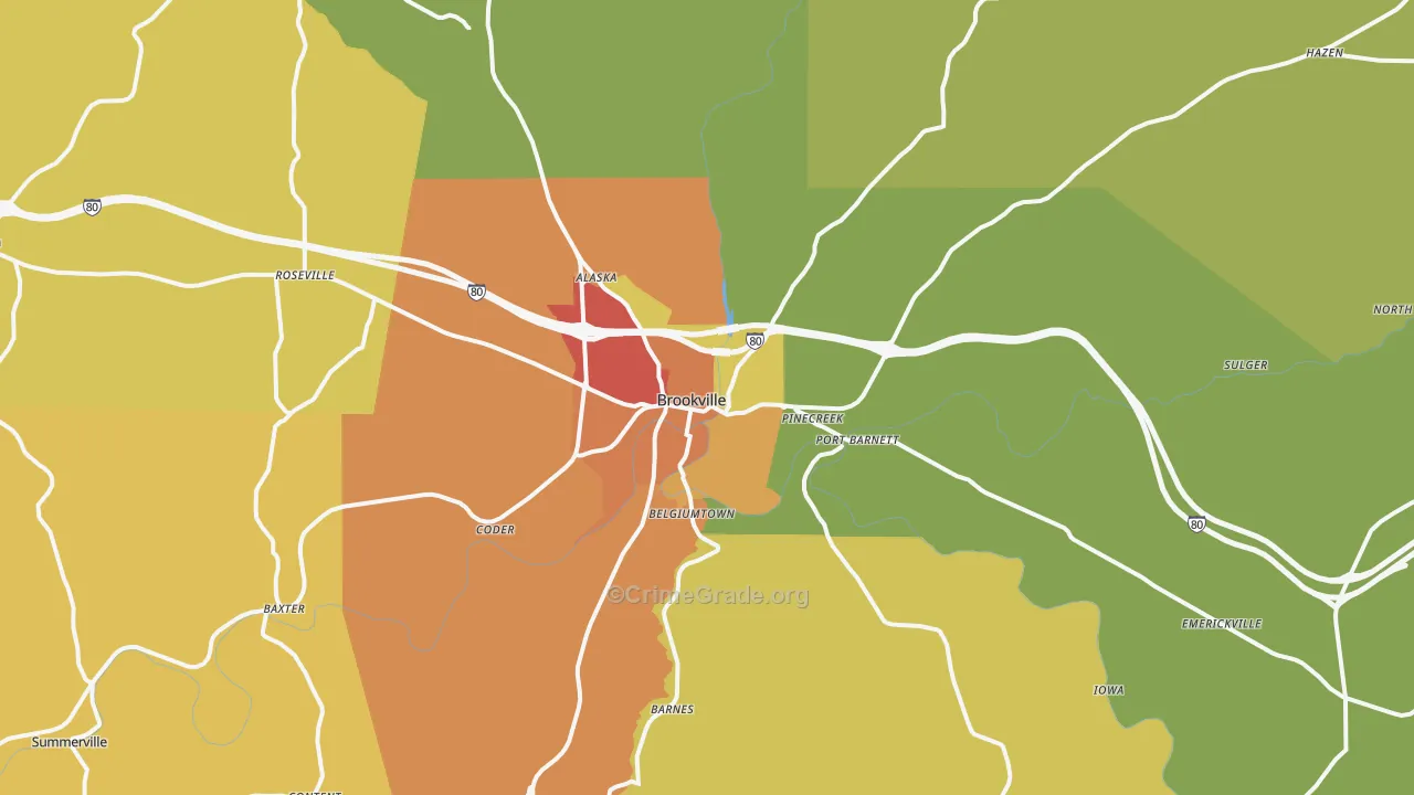 Brookville, PA Map of Drug-Related Crime Rates