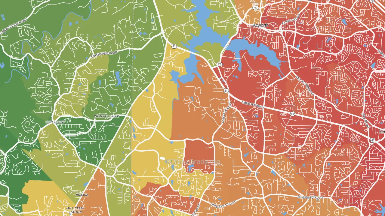 Brookwood, Acworth, GA Map of Drug-Related Crime Rates