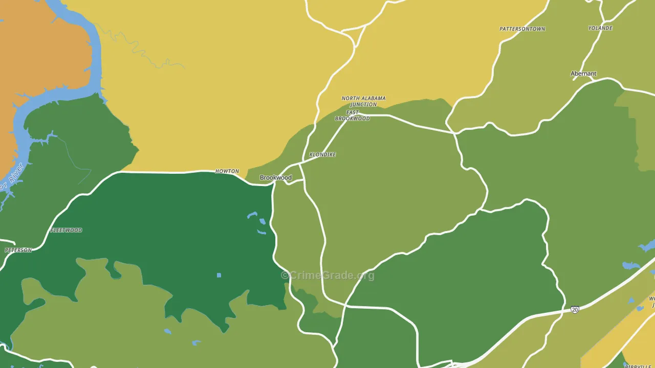 Brookwood, AL Map of Drug-Related Crime Rates