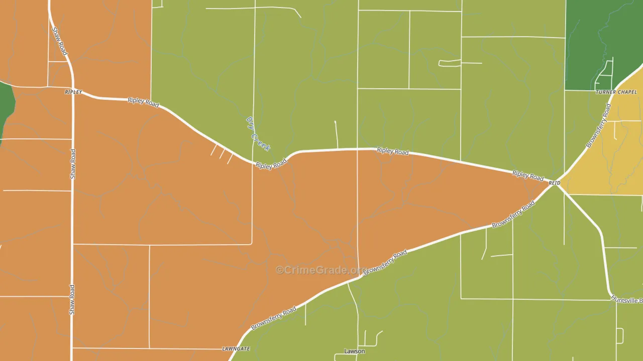 Brookwood Forest, AL Map of Drug-Related Crime Rates