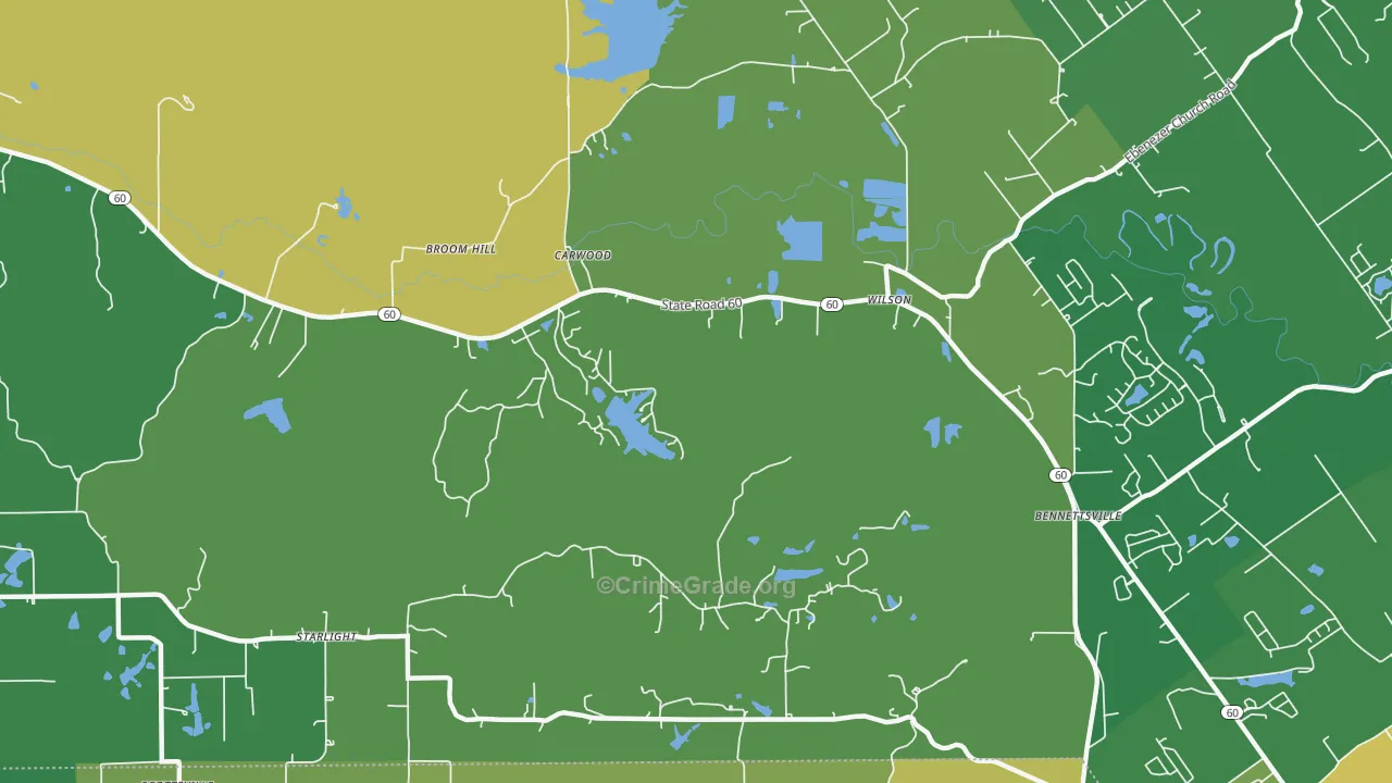 Broom Hill, IN Map of Drug-Related Crime Rates