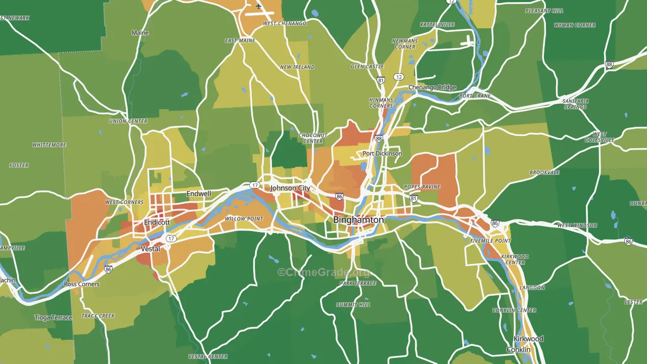 Broome County, NY Map of Drug-Related Crime Rates