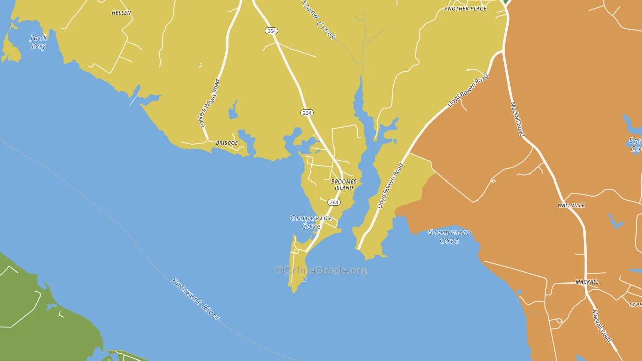 Broomes Island, MD Map of Drug-Related Crime Rates