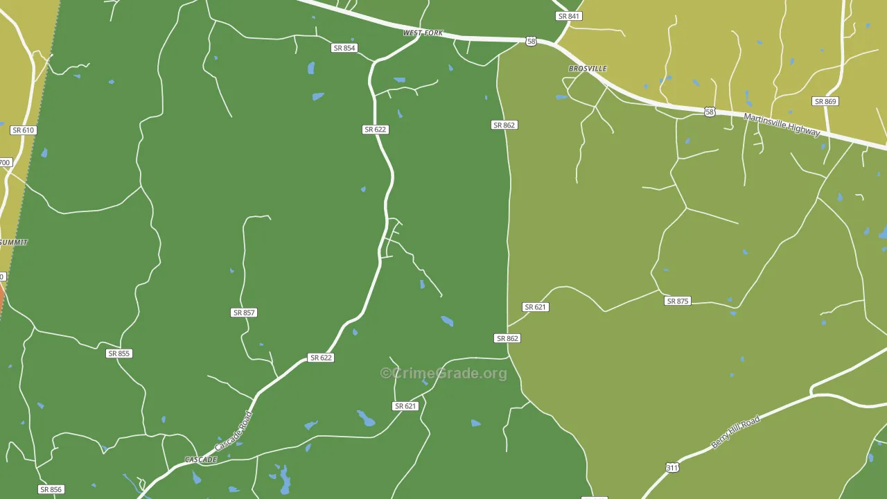 Brosville, VA Map of Drug-Related Crime Rates
