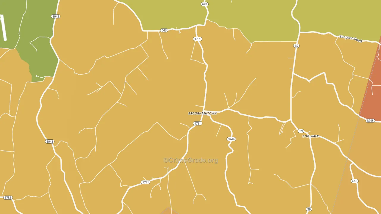 Broughtentown, KY Map of Drug-Related Crime Rates