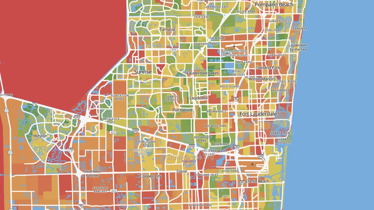 Broward County, FL Map of Drug-Related Crime Rates