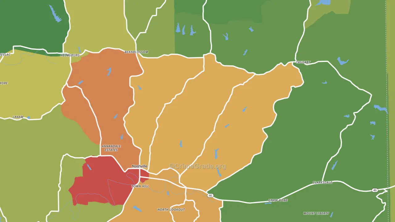 Brown County, IN Map of Drug-Related Crime Rates