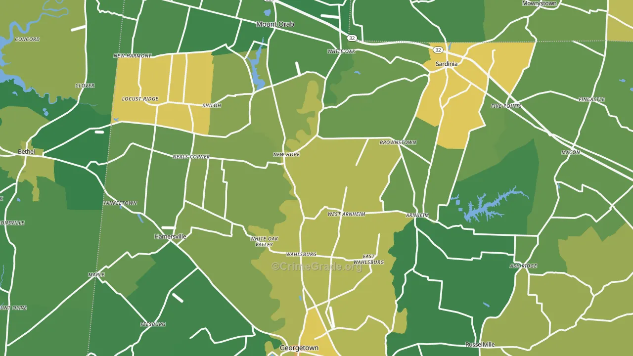 Brown County, OH Map of Drug-Related Crime Rates