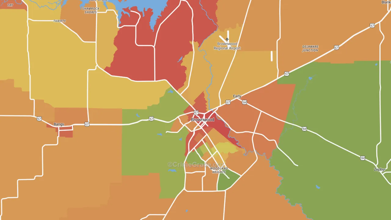 Brown County, TX Map of Drug-Related Crime Rates
