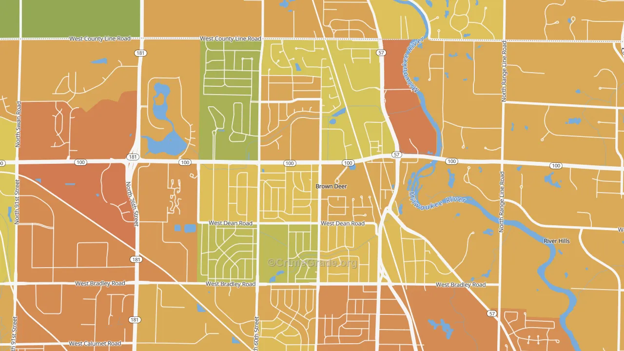 Brown Deer, WI Map of Drug-Related Crime Rates