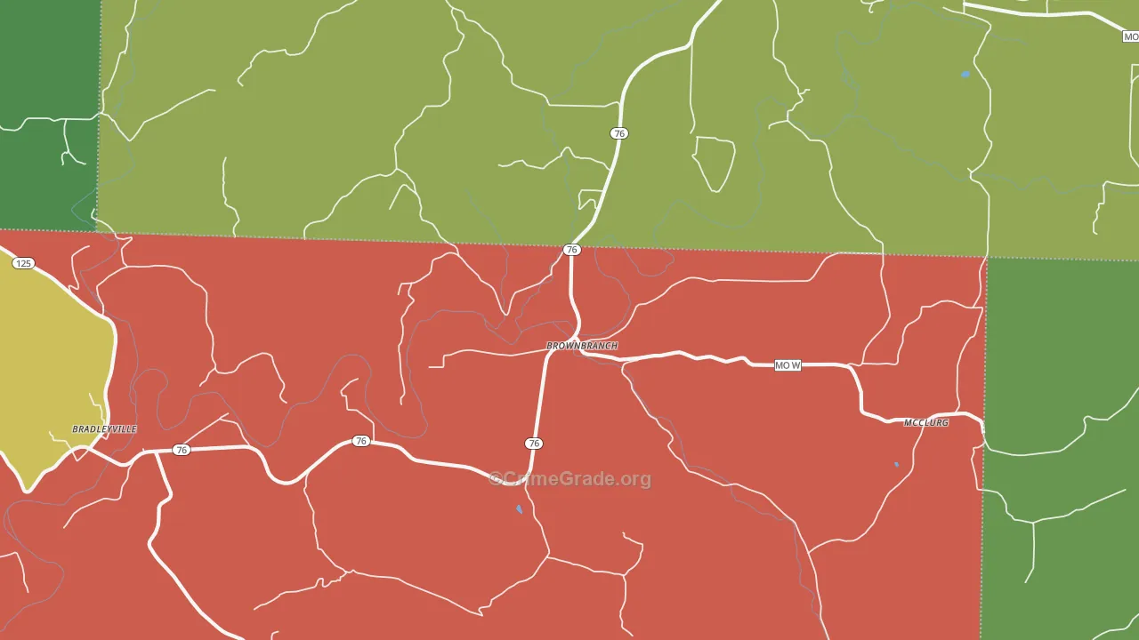 Brownbranch, MO Map of Drug-Related Crime Rates