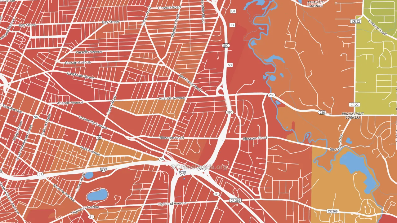 Browncroft, Rochester, NY Map of Drug-Related Crime Rates